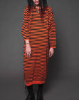 Striped Knit Grunge Maxi Dress