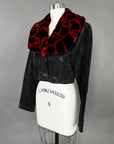 Custom Leather Jacket w/ Faux Fur Collar & Cuffs Size S/M