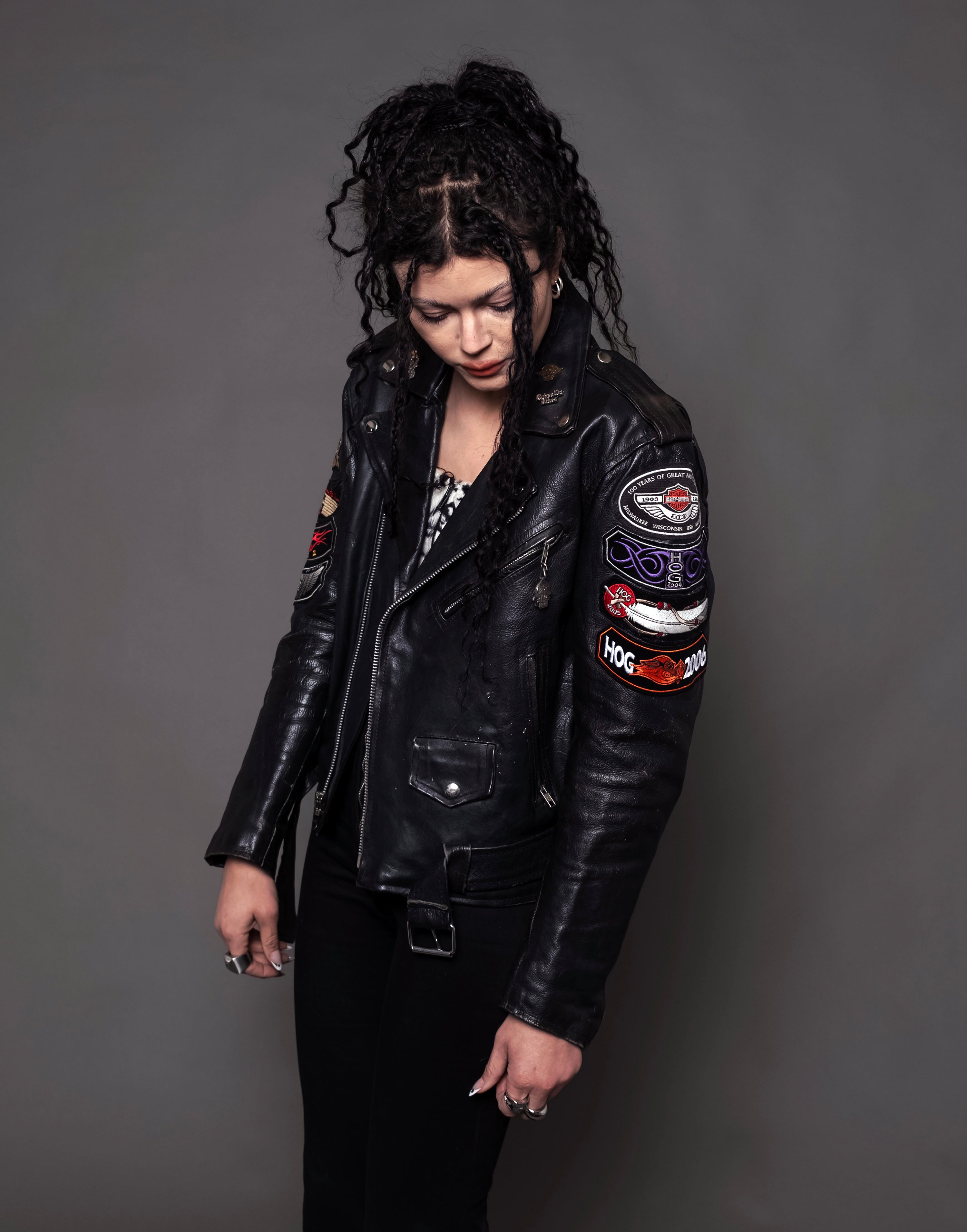 black backpack leather patches harley Harley Davidson Club Leather Patched Jacket – Gimme Danger Inc