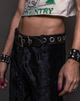 Dig Black Leather Grommet Belt