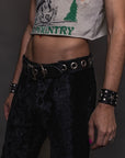 Dig Black Leather Grommet Belt