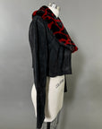 Custom Leather Jacket w/ Faux Fur Collar & Cuffs Size S/M