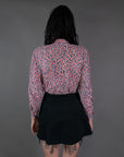 Vtg 60s Floral Slinky Nylon Shirt Size S/M