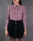 Vtg 60s Floral Slinky Nylon Shirt Size S/M