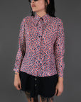 Vtg 60s Floral Slinky Nylon Shirt Size S/M