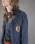 1970s Studded Patched Denim Jacket Size S