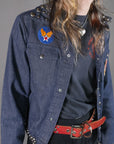 1970s Studded Patched Denim Jacket Size S