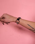Domination Black Leather O- Ring Bracelet