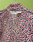 Vtg 60s Floral Slinky Nylon Shirt Size S/M