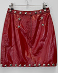Vtg Studded Red Leather Mini Skirt
