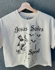 Jesus Saves I Spend Cropped Tee