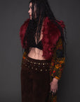 Dead Flowers Crimson Faux Fur Coat