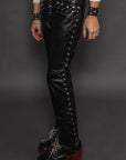 Living After Midnight Hand Studded Leather Pants