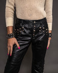 Living After Midnight Hand Studded Leather Pants