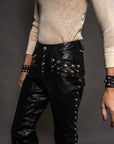 Living After Midnight Hand Studded Leather Pants