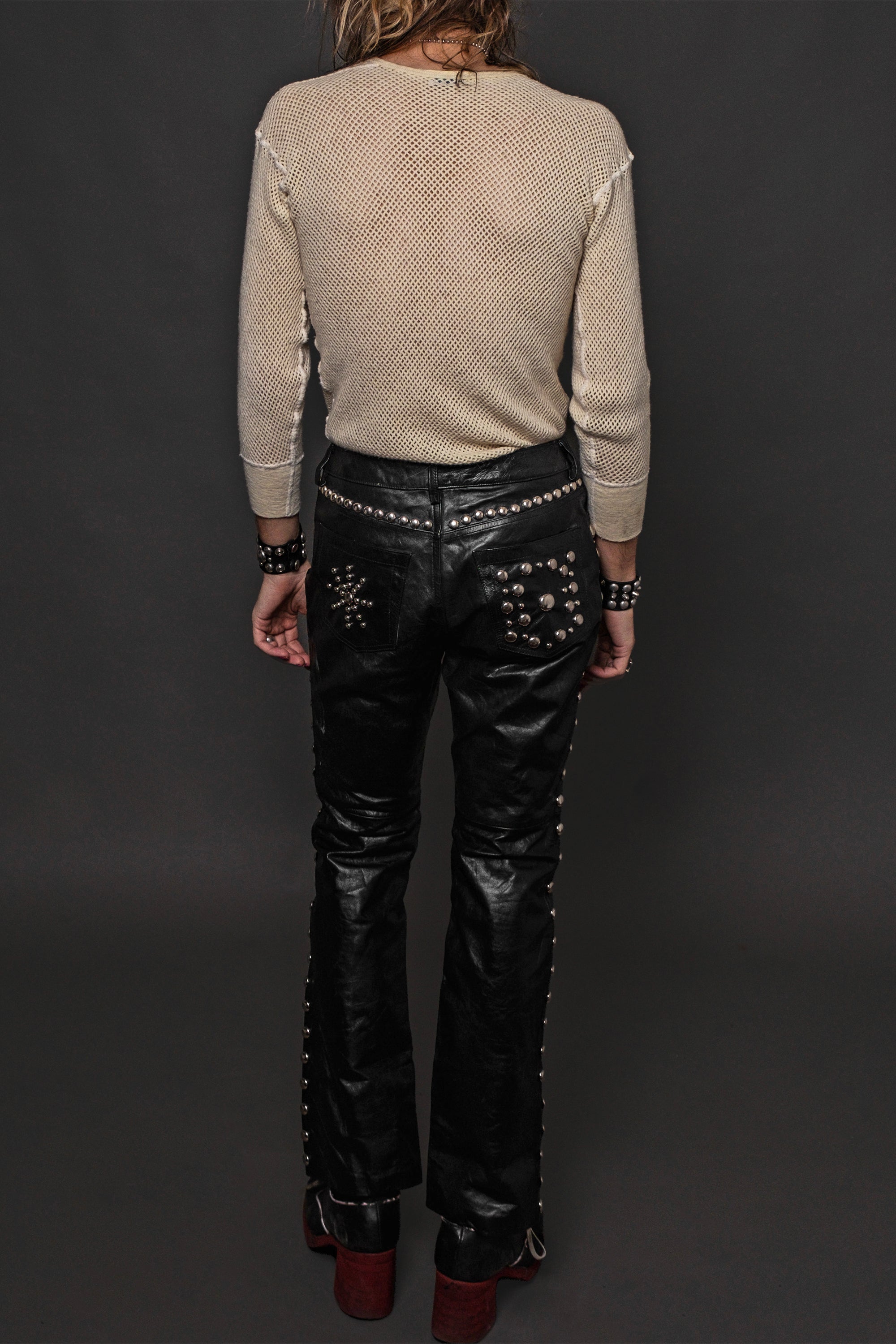 Living After Midnight Hand Studded Leather Pants