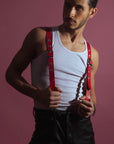 Fired Up Red Leather Suspenders Limited V-day