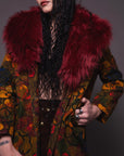 Dead Flowers Crimson Faux Fur Coat