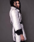 1970s Lilli Ann Black and White Leather Trimmed Faux Fur Coat