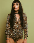 70s Slinky Leopard Bodysuit