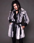 1970s Lilli Ann Black and White Leather Trimmed Faux Fur Coat