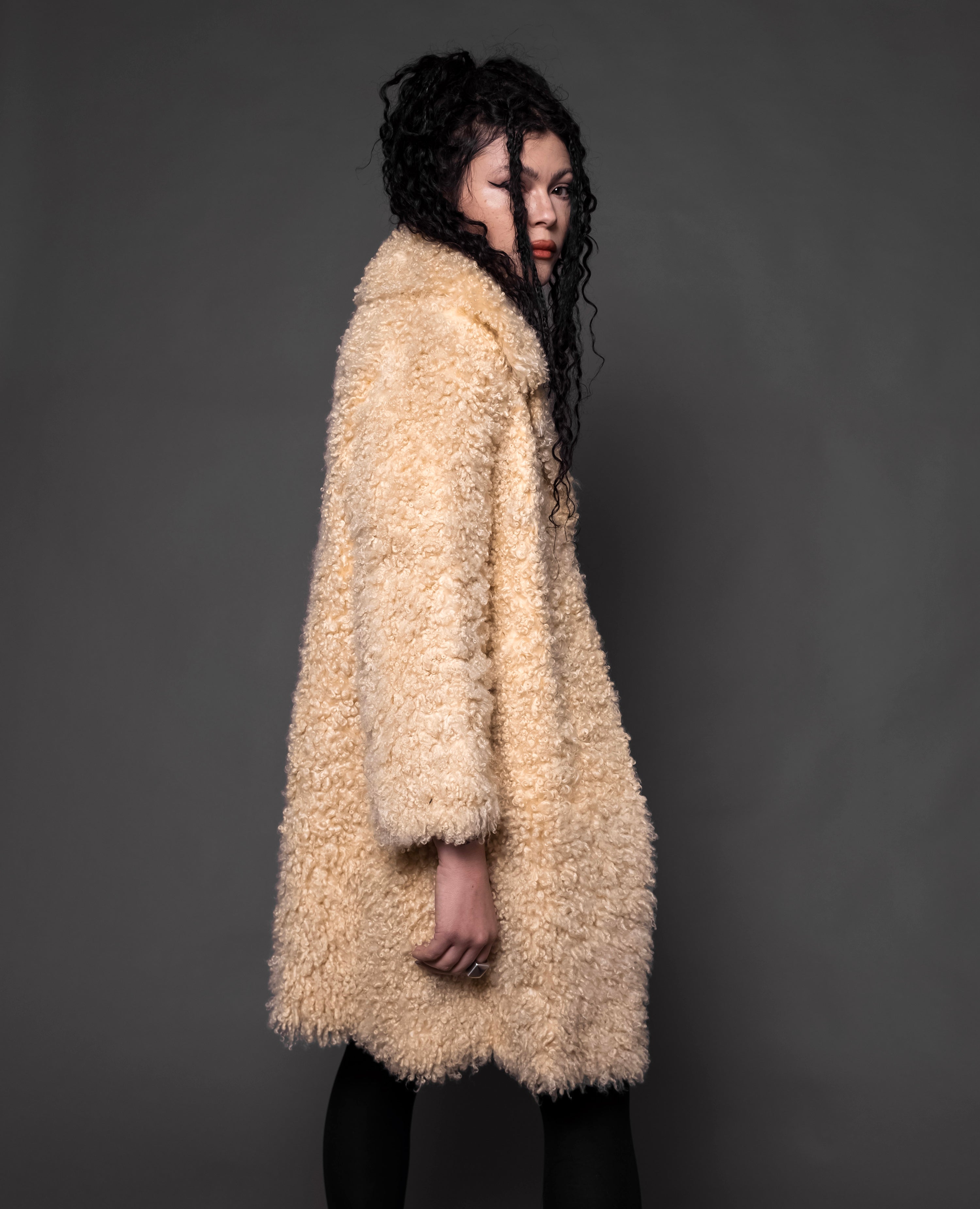 1960s Vintage Shearling Swing Coat