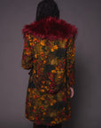 Dead Flowers Crimson Faux Fur Coat