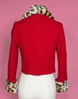 Vtg 1960s Custom Red Leopard Crop Jacket Size S