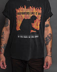 Firefighters Like It Hot Distressed Vintage Tee