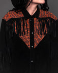 80s Suede Fringe Leopard Jacket