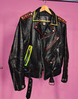 Seek and Destroy Hand Painted Studded Moto Jacket