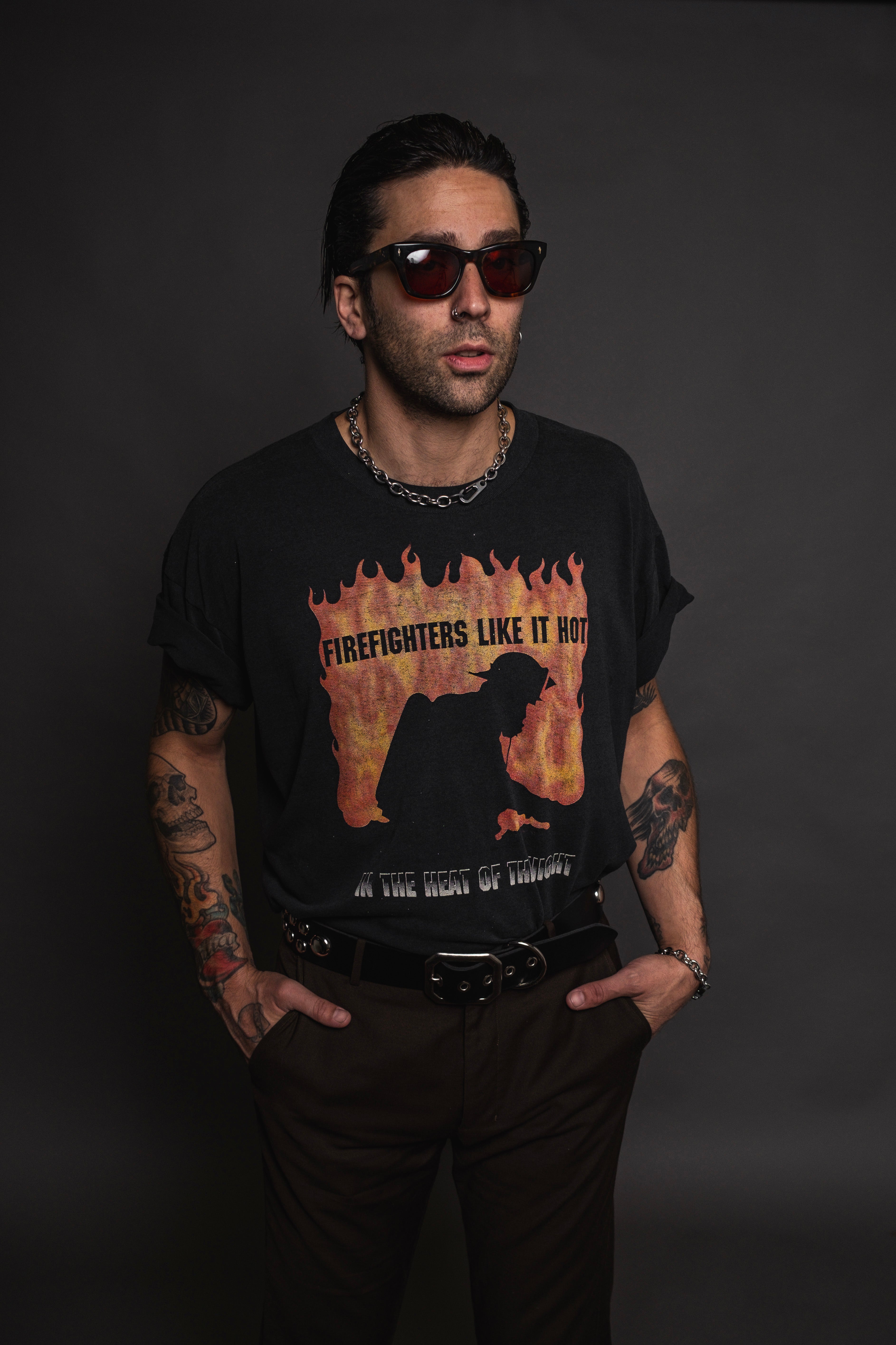 Firefighters Like It Hot Distressed Vintage Tee