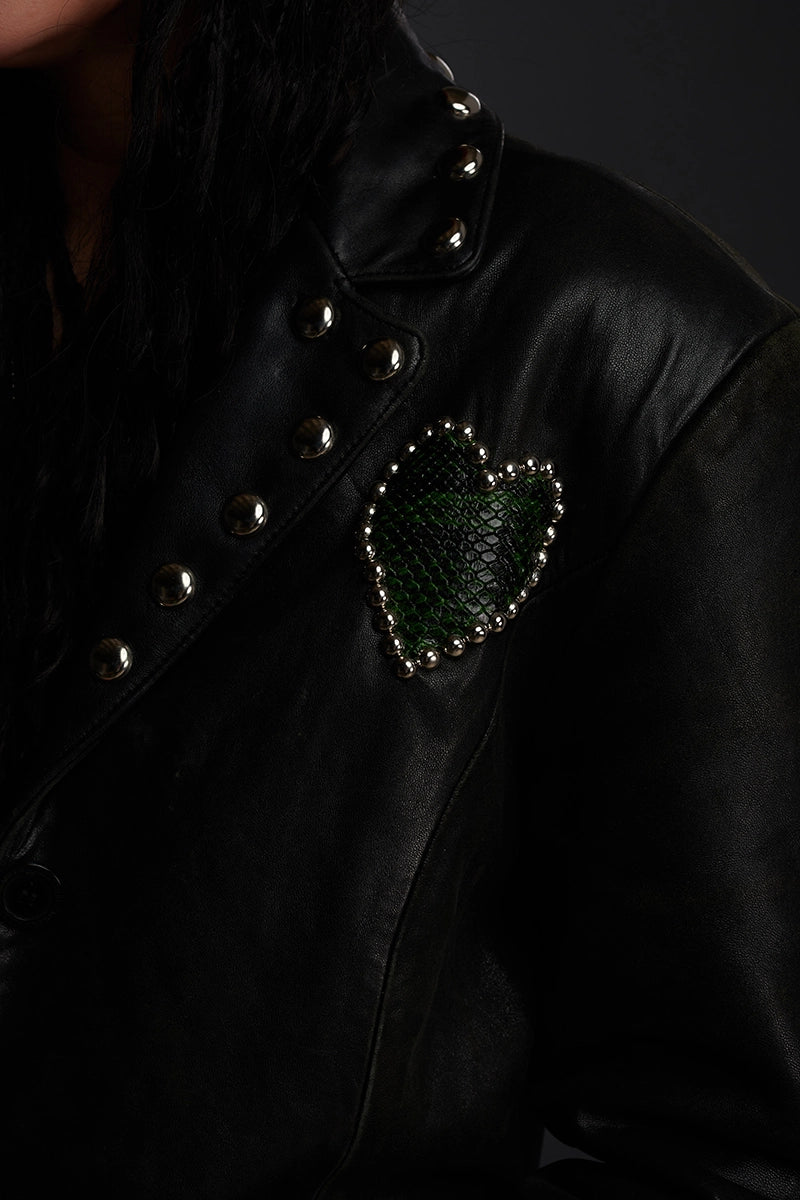 Serpent Heart Cropped Leather Jacket