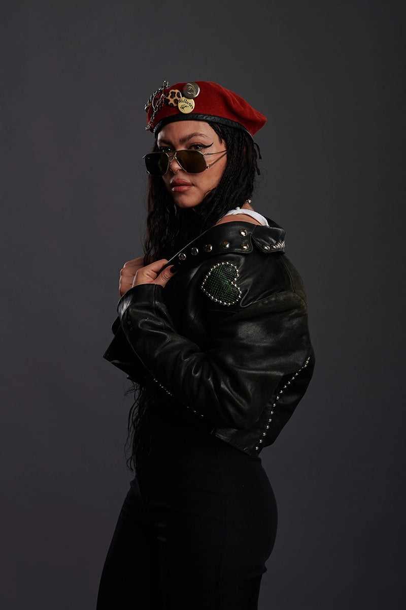 Serpent Heart Cropped Leather Jacket