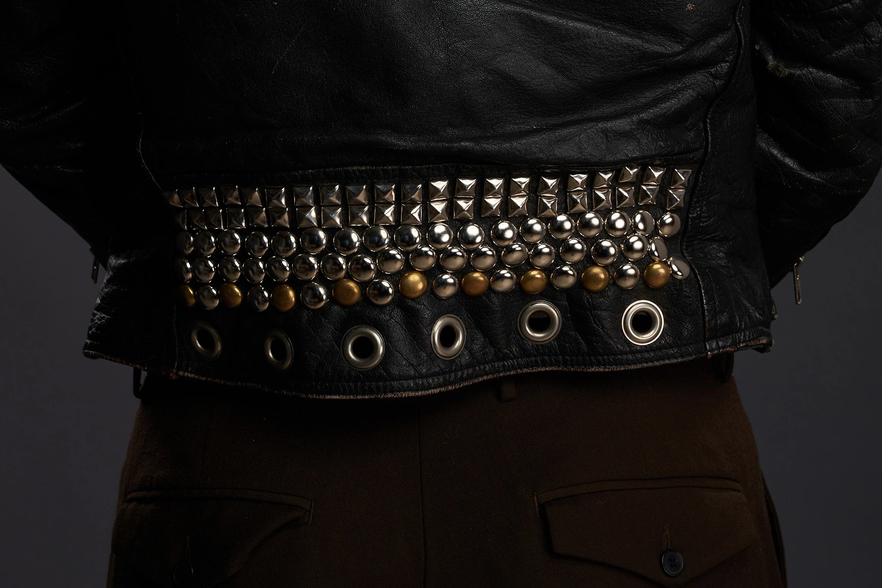 Seek and Destroy Hand Painted Studded Moto Jacket