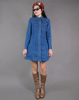 1970s Denim Snap Up Dress Size M