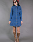 1970s Denim Snap Up Dress Size M