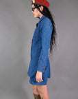 1970s Denim Snap Up Dress Size M