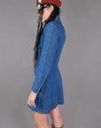 1970s Denim Snap Up Dress Size M