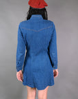 1970s Denim Snap Up Dress Size M