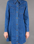 1970s Denim Snap Up Dress Size M