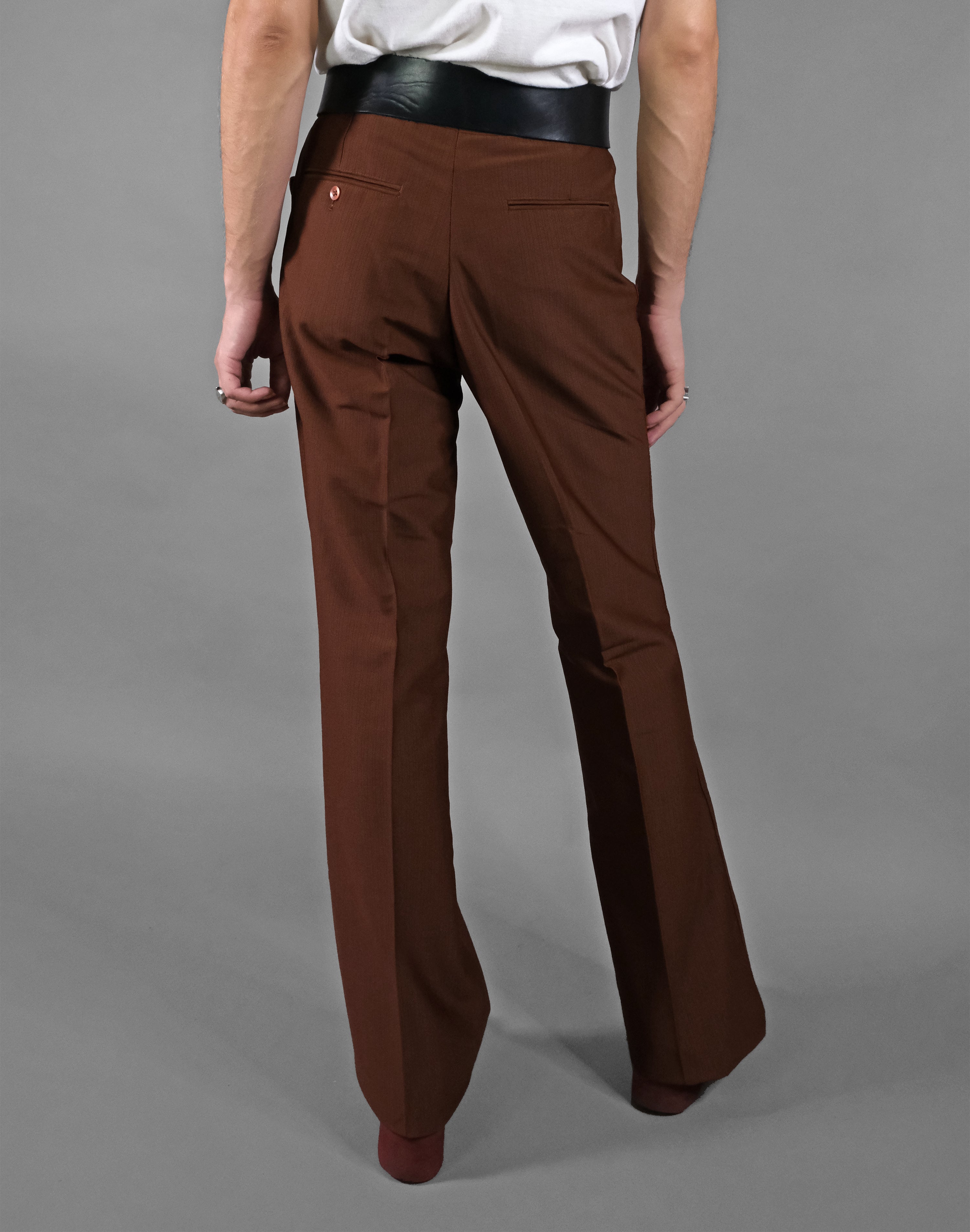 Deadstock 70s Rust Hand-Tailored Polyester Pants Size 31