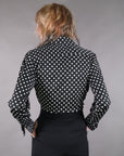 Vtg 70s Black and White Polka Dot Button-Up Shirt Size S