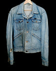 Vtg 1960s Woodstock Destroyed Denim Jacket W/ Astrology Back Patch