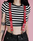 Fired Up Red Leather Suspenders Limited V-day