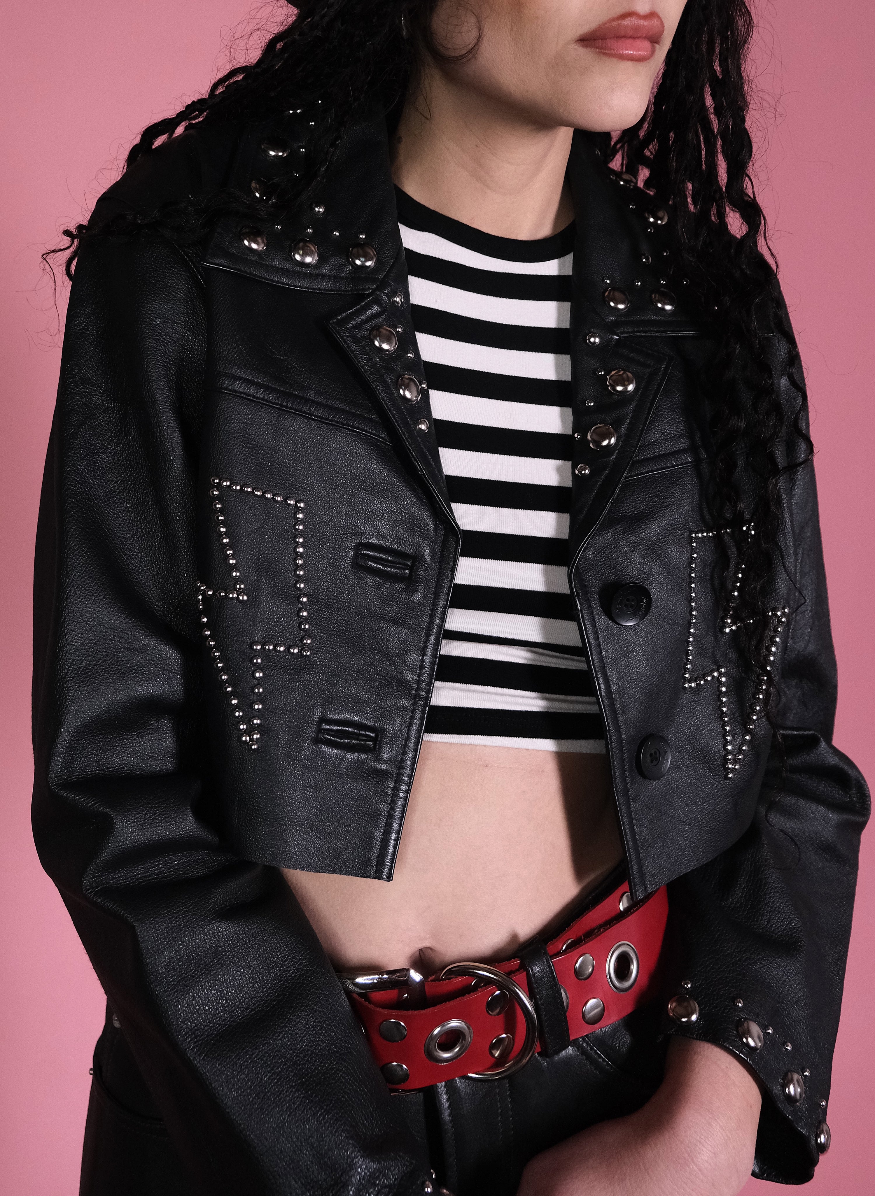 Electric Lover Studded and Cropped Jacket