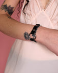 Domination Black Leather O- Ring Bracelet