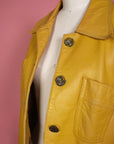 Vtg Supple Yellow Leather Jacket Size M