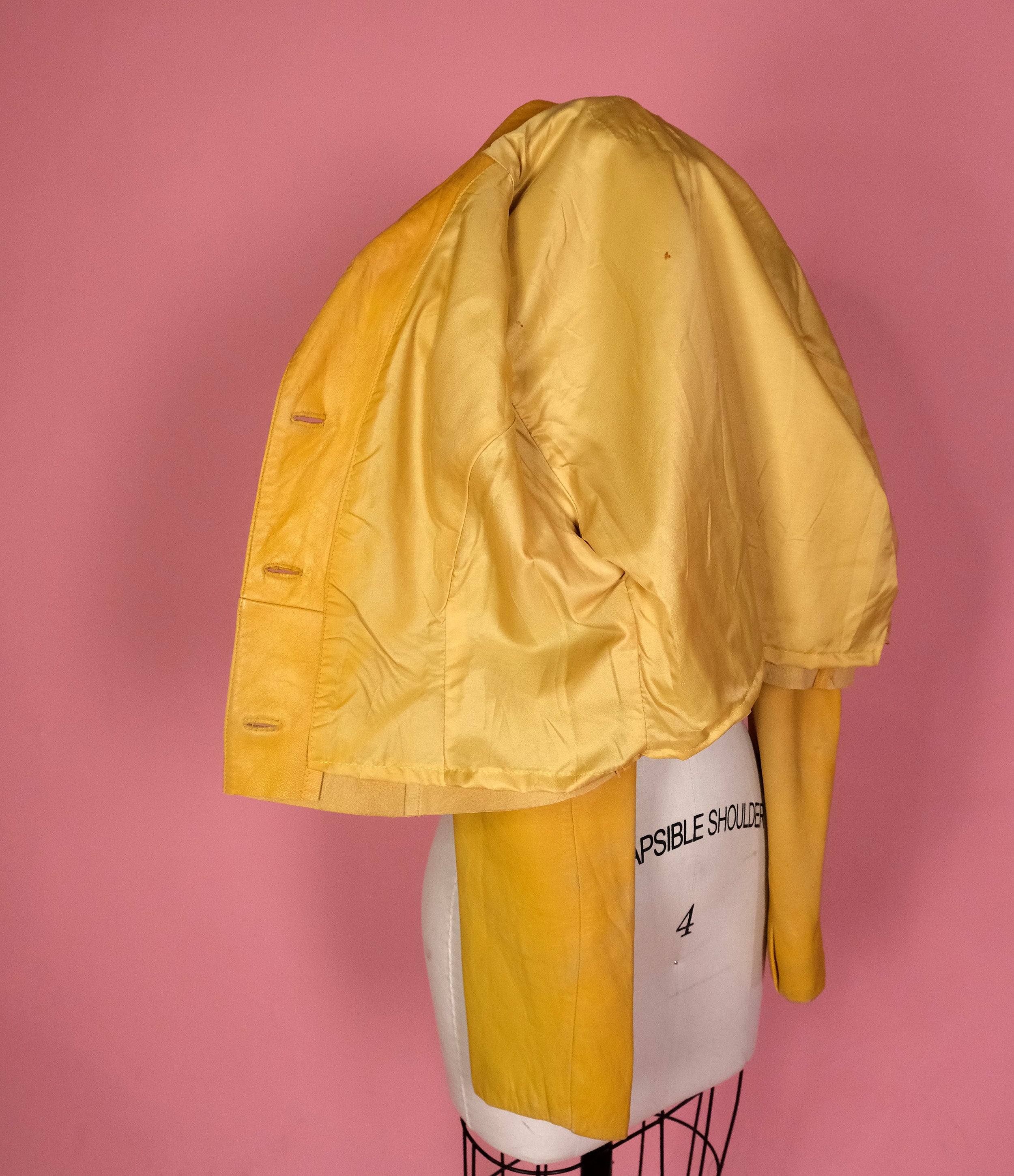 Vtg Supple Yellow Leather Jacket Size M