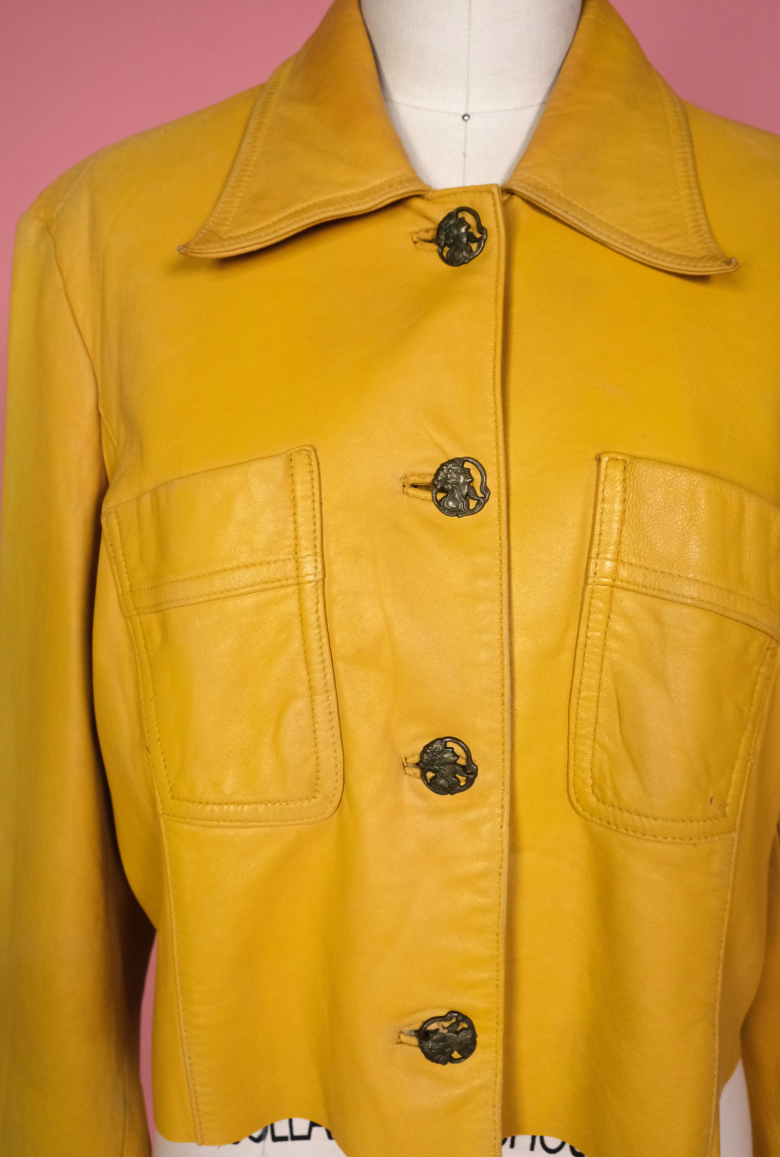 Vtg Supple Yellow Leather Jacket Size M